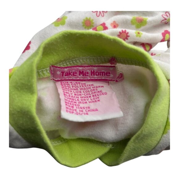 Lot of 2 Baby Girl One Piece Footed Pajamas 3-6M Floral Long Sleeves Crew Neck - Picture 4 of 16